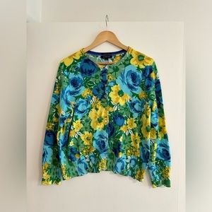 Land’s end pretty floral women’s cardigan size L